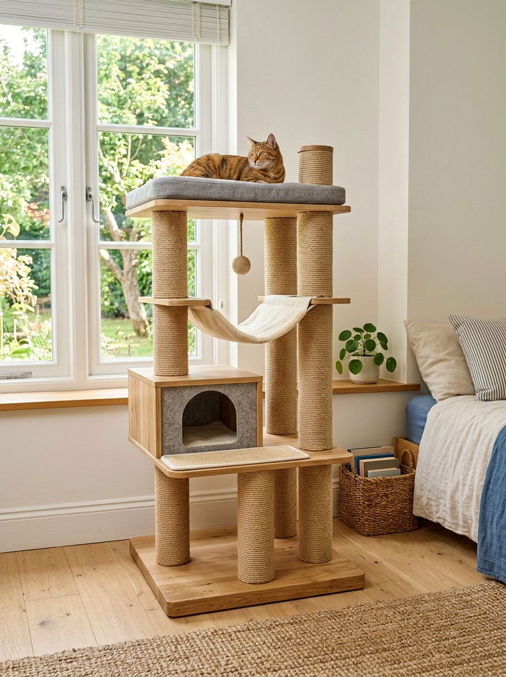 Cat Tree With Scratching Post - 30 cat tree bedroom ideas