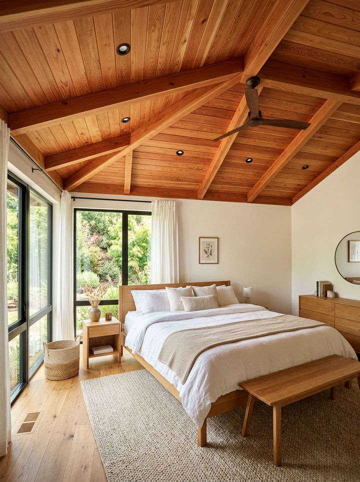 Cedar Wood Ceiling - 30 rustic bedroom ideas