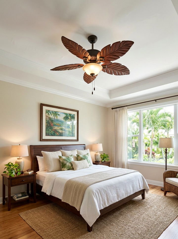 Ceiling Fan With Leaf Blades - 30 British colonial bedroom ideas