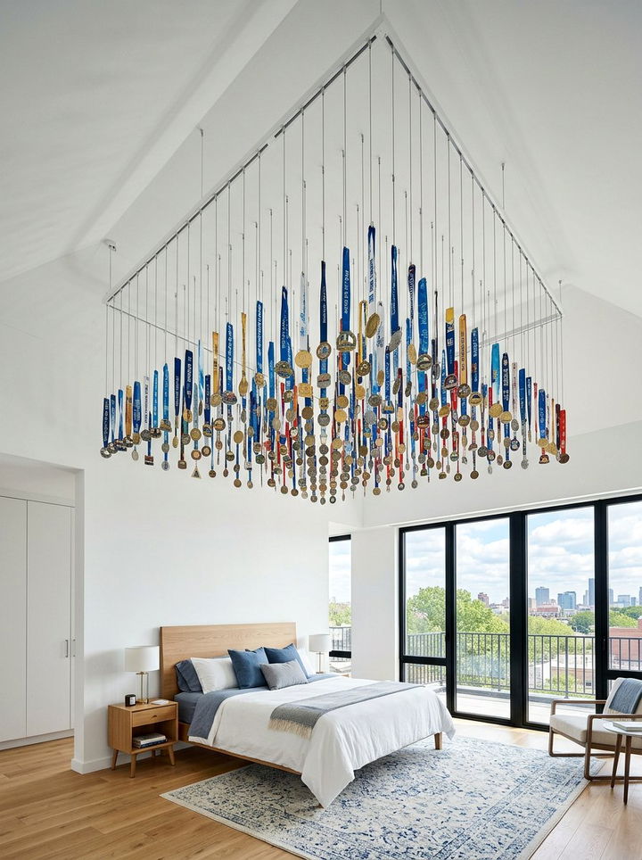 Ceiling Hung Medal Display - 30 bedroom medal display ideas