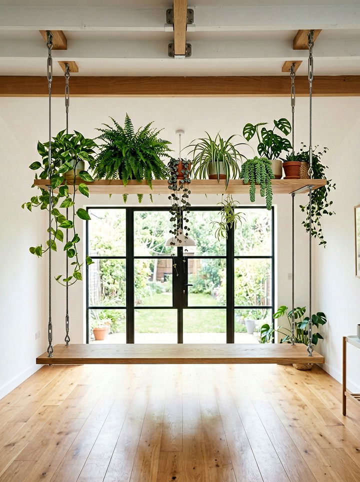 Ceiling Mounted Hanging Shelf - 30 bedroom plant shelves