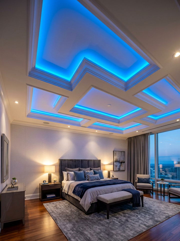 Ceiling Tray LED - 30 bedroom LED lighting ideas