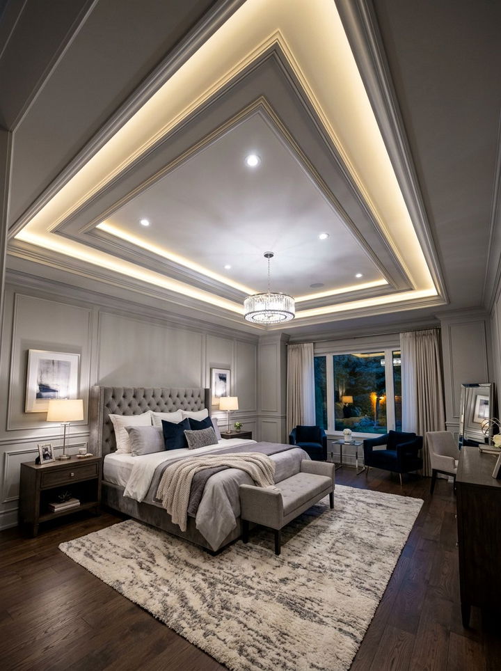 Ceiling cove led strips - 30 bedroom led strip lights ideas