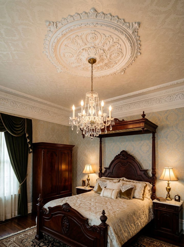 Ceiling medallion bedroom - 30 Victorian bedroom ideas