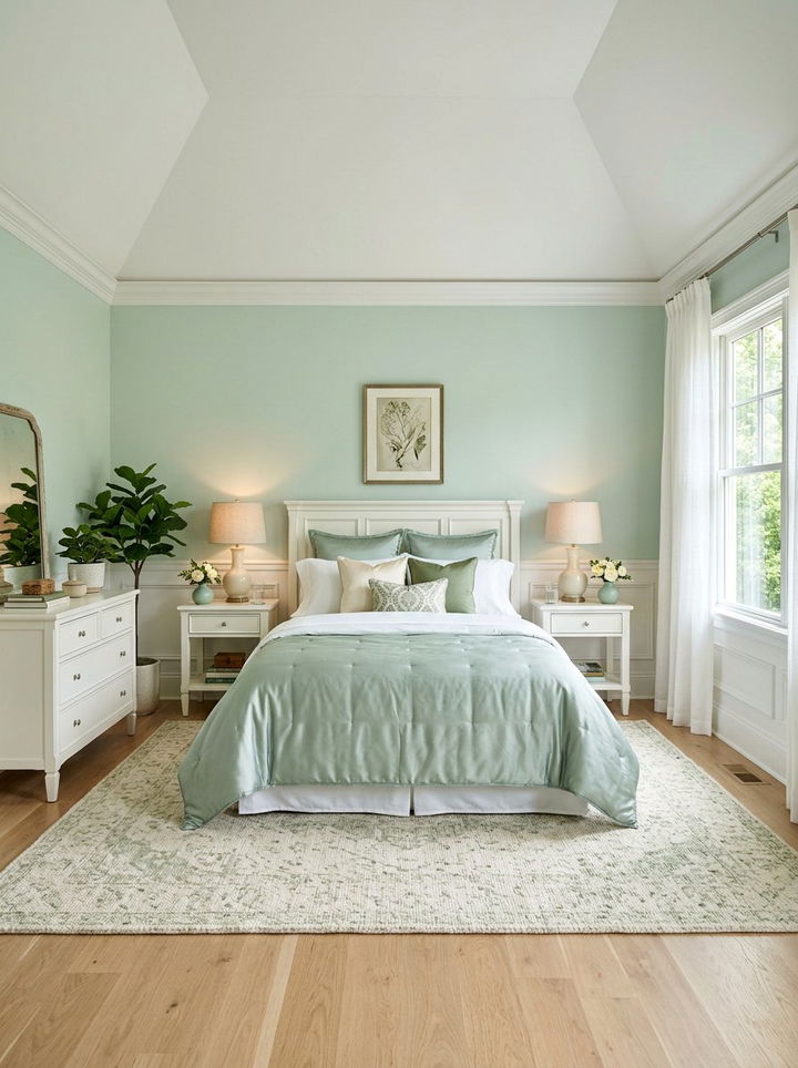 Celadon green bedroom - 30 traditional green bedroom ideas