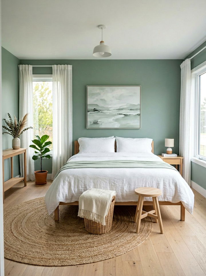 Celadon green serene bedroom - 30 rustic green bedroom ideas