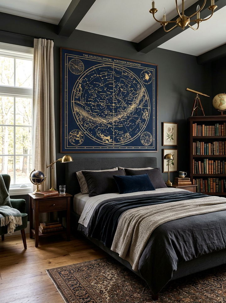 Celestial Map Wall Art - 30 dark academia bedroom ideas