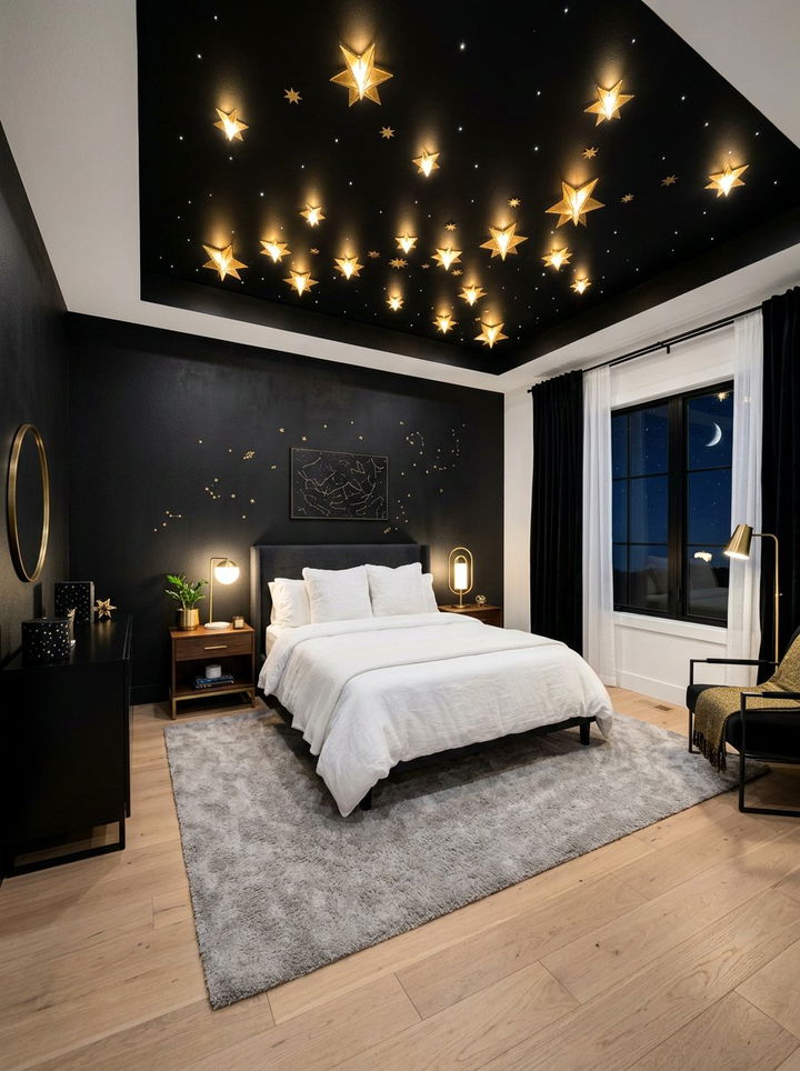 Celestial black bedroom - 30 sky inspired bedroom color ideas