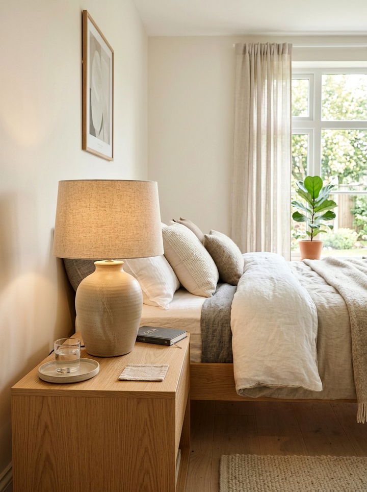 Ceramic Table Lamp - 30 soft minimalist bedroom ideas