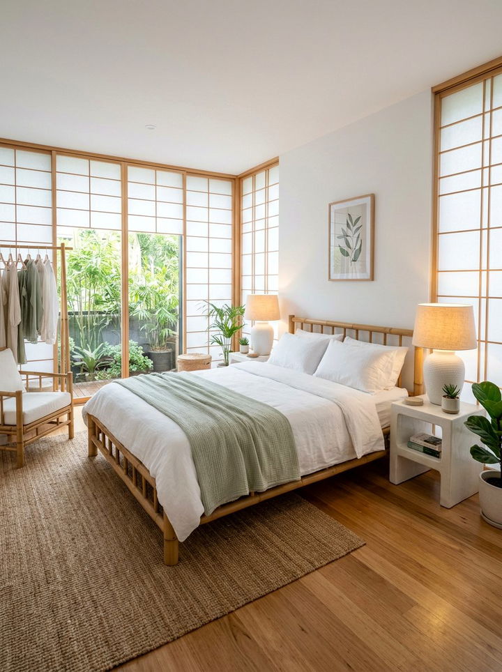 Ceramic and Bamboo Bedroom - 30 mixed material bedroom ideas