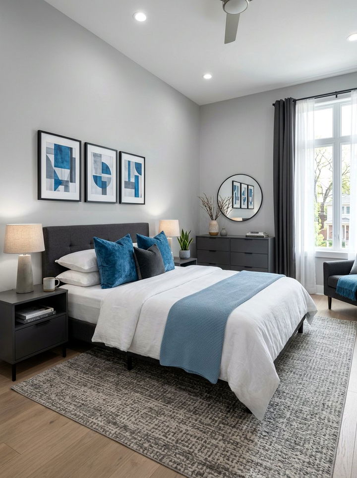 Cerulean and gray bedroom - 30 cerulean bedroom ideas