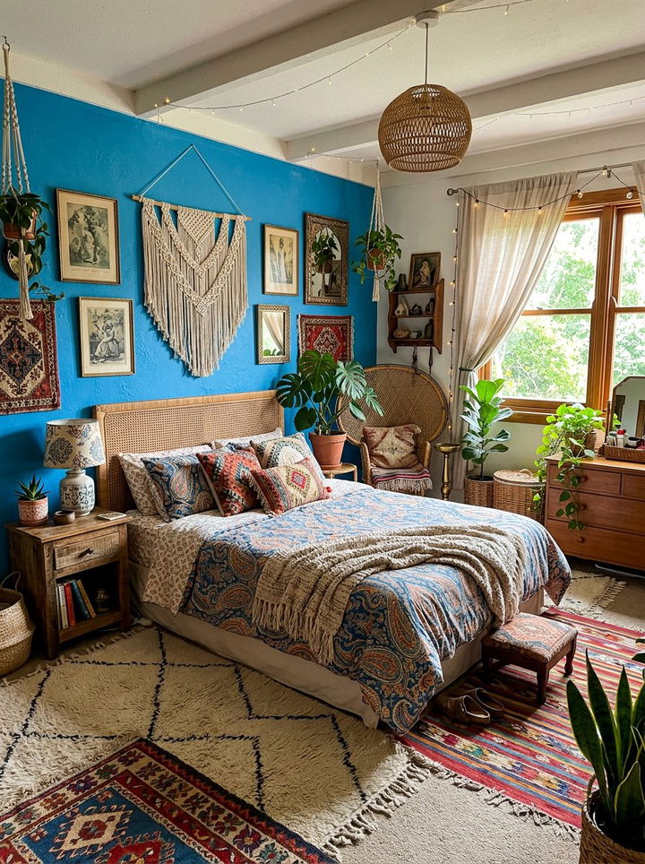 Cerulean blue bohemian bedroom - 30 cerulean bedroom ideas