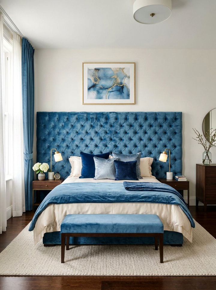 Cerulean blue velvet bedroom - 30 cerulean bedroom ideas