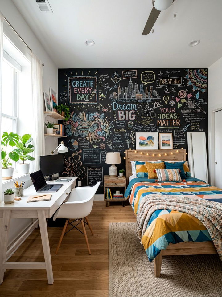 Chalkboard Paint Wall - 30 bedroom accent wall ideas
