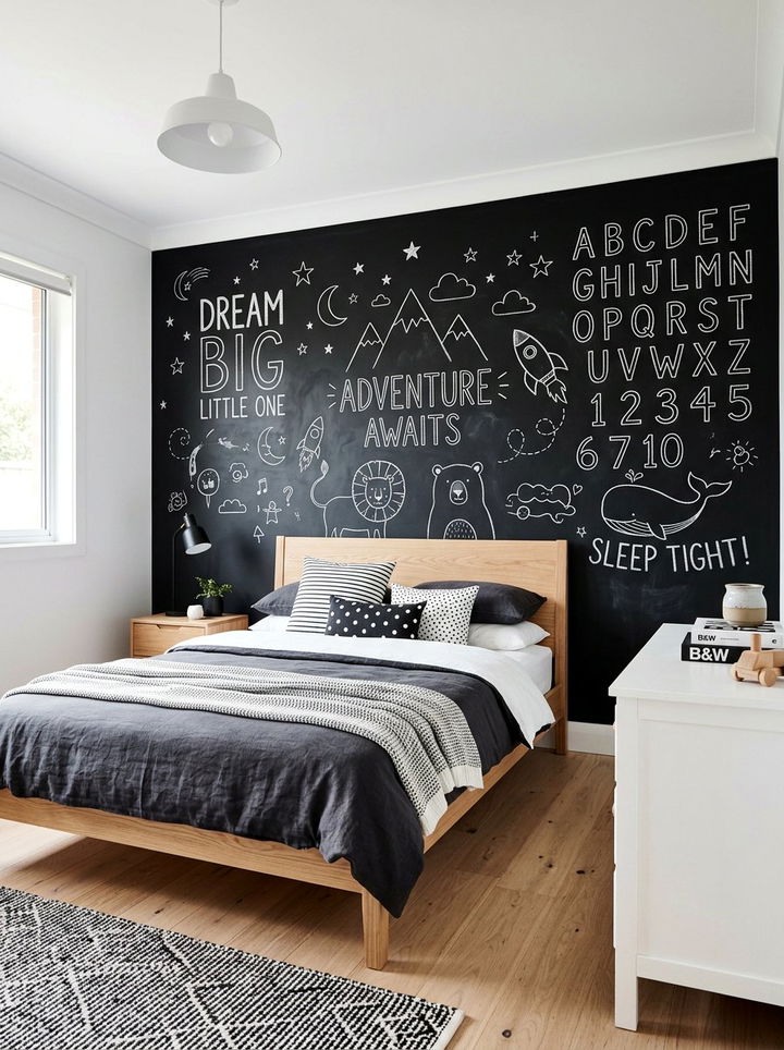 Chalkboard Wall Feature - 30 kids bedroom ideas