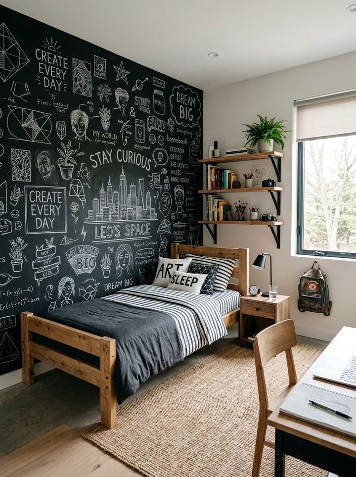 Chalkboard Wall Teen Bedroom - 30 teenager bedroom decor ideas