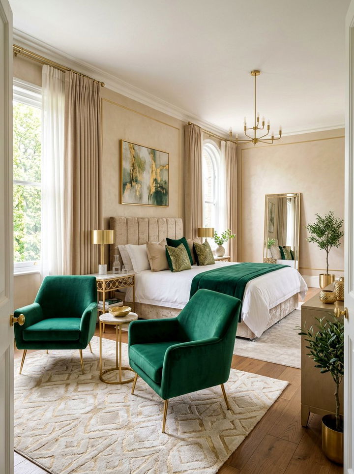 Champagne And Emerald Green Bedroom - 30 champagne bedroom ideas