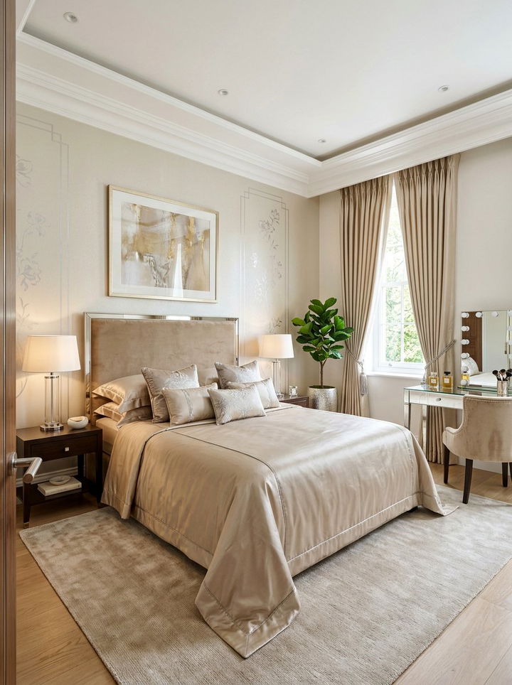 Champagne Bedroom - 30 winter inspired bedroom color ideas