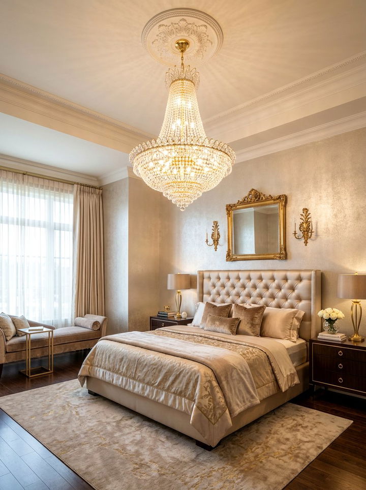 Champagne Bedroom Crystal Chandelier - 30 champagne bedroom ideas