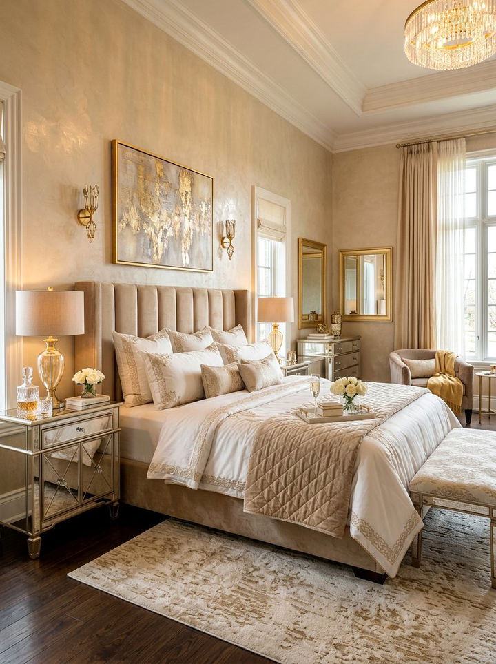 Champagne Gold Room - 30 calming bedroom color ideas
