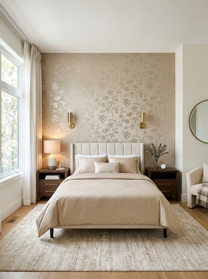 Champagne Patterned Wallpaper Bedroom - 30 champagne bedroom ideas