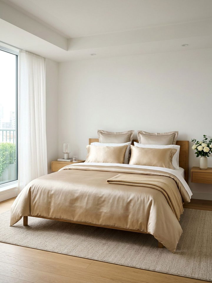 Champagne gold bedding - 30 gold bedroom ideas