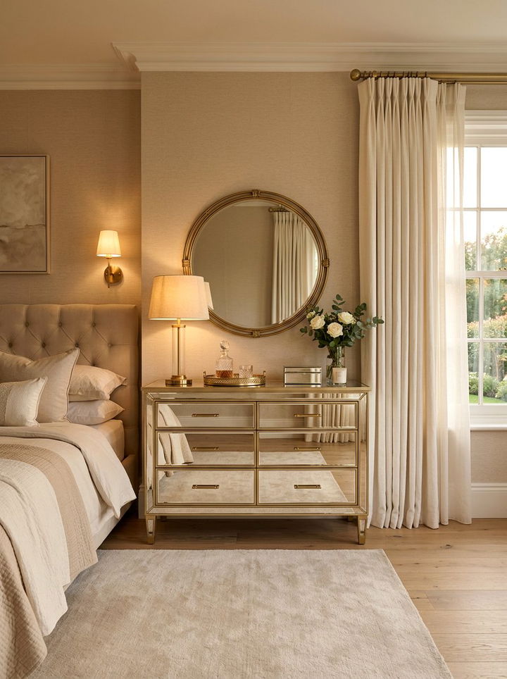 Champagne mirrored dresser - 30 bedroom mirrored dressers