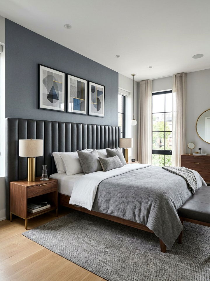 Channel Tufted Leather Headboard - 30 bedroom leather headboards