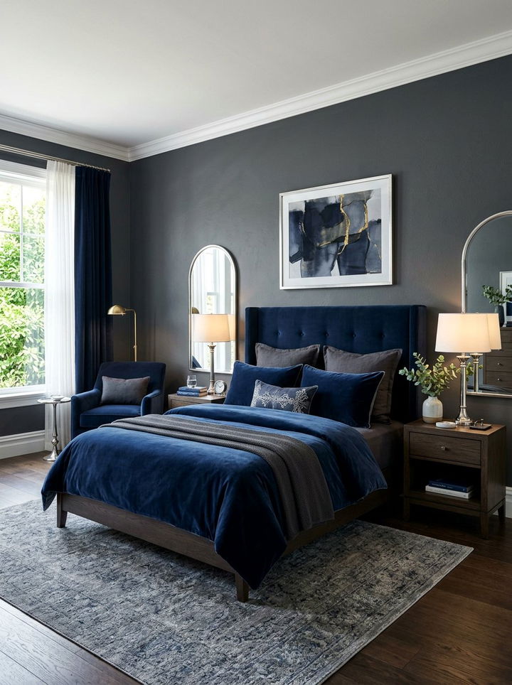 Charcoal And Blue Bedroom - 30 dark charcoal bedroom ideas
