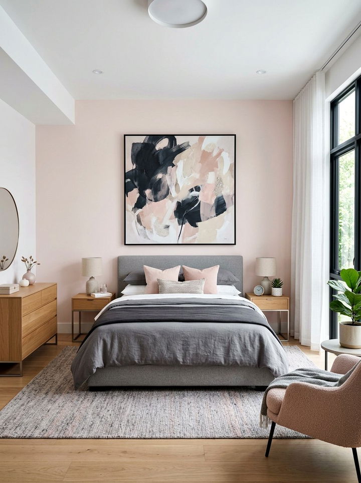 Charcoal And Blush Abstract Art - 30 charcoal and blush bedroom ideas