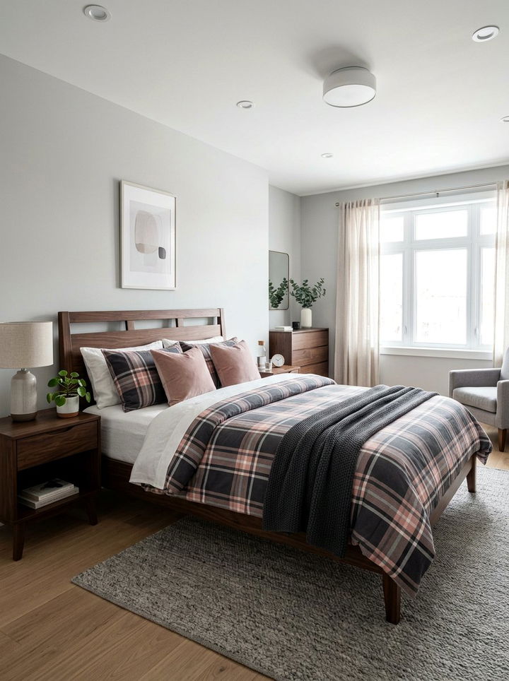 Charcoal And Blush Plaid Bedding - 30 charcoal and blush bedroom ideas