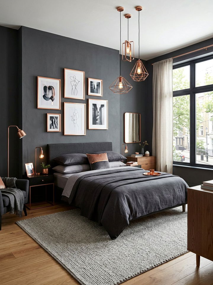 Charcoal And Copper Bedroom - 30 dark charcoal bedroom ideas