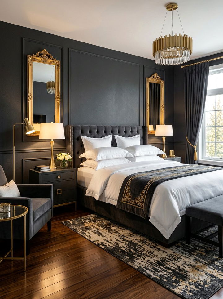 Charcoal And Gold Bedroom - 30 dark charcoal bedroom ideas