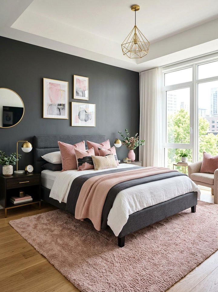 Charcoal And Pink Bedroom - 30 dark charcoal bedroom ideas