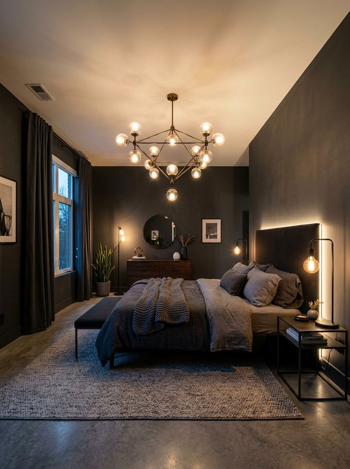 Charcoal Bedroom Lighting - 30 dark charcoal bedroom ideas