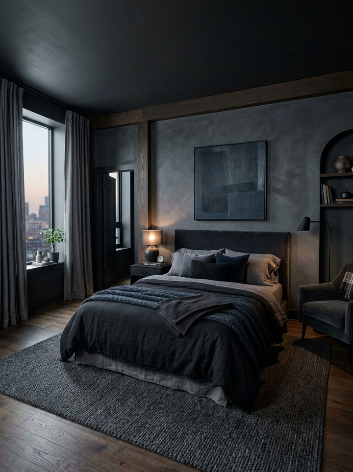 Charcoal Black Bedroom - 30 black bedroom ideas