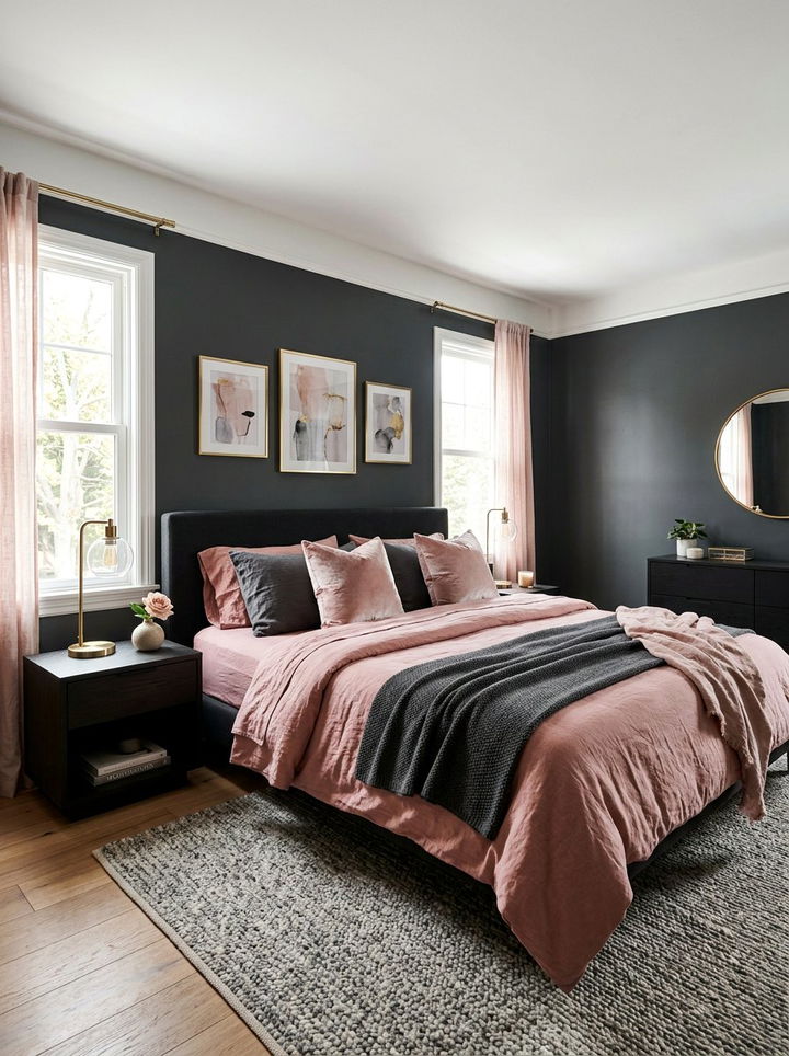Charcoal Blush Bedroom - 30 charcoal bedroom color schemes