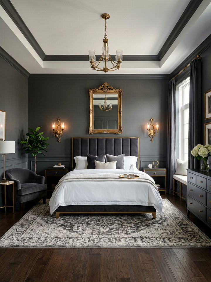 Charcoal Brass Bedroom - 30 charcoal bedroom color schemes