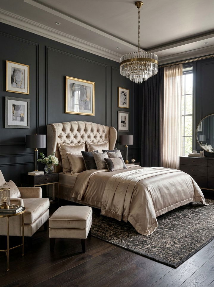 Charcoal Champagne Bedroom - 30 charcoal bedroom color schemes