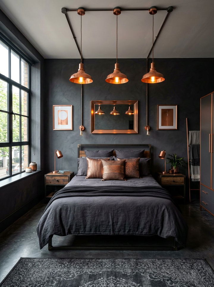 Charcoal Copper Bedroom - 30 charcoal bedroom color schemes