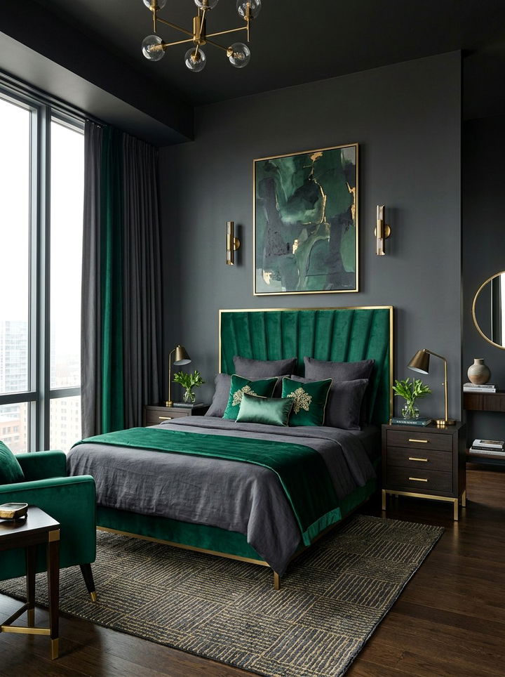 Charcoal Emerald Bedroom - 30 charcoal bedroom color schemes