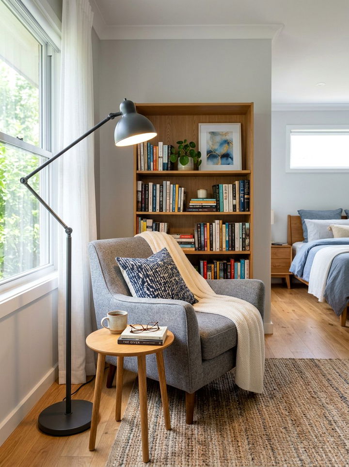 Charcoal Floor Lamp - 30 gray bedroom accessories ideas