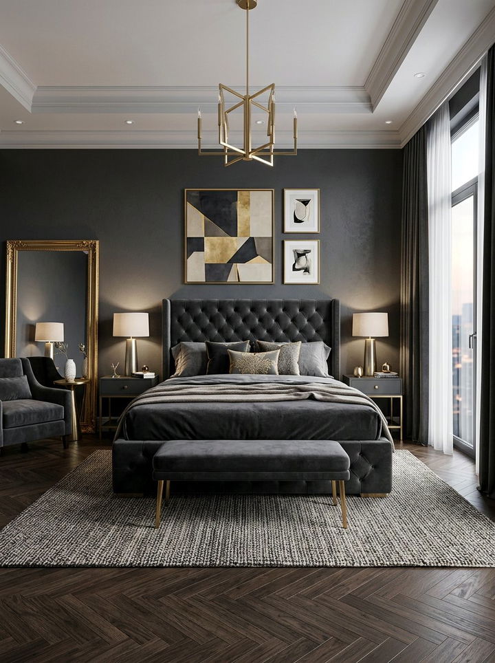 Charcoal Gold Bedroom - 30 charcoal bedroom color schemes