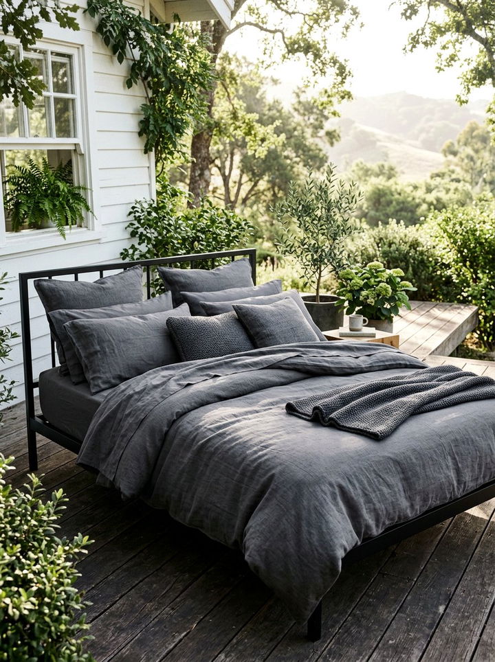Charcoal Gray Bedding - 30 minimalist black bedroom ideas