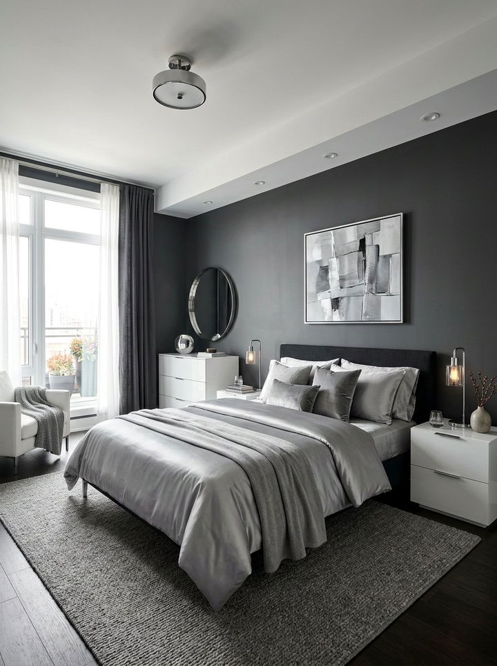 Charcoal Gray Bedroom - 30 bedroom accent color ideas