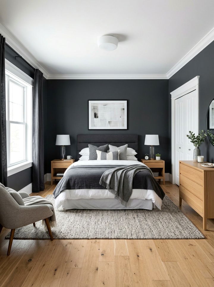 Charcoal Gray Bedroom - 30 muted tone bedroom ideas