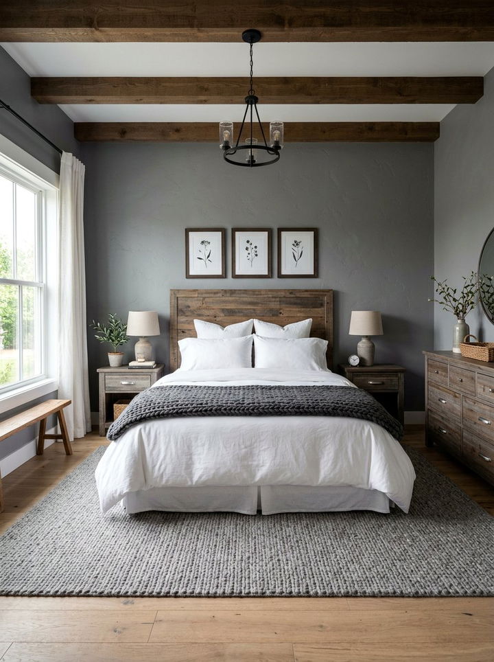 Charcoal Gray Farmhouse Bedroom - 30 farmhouse bedroom color ideas