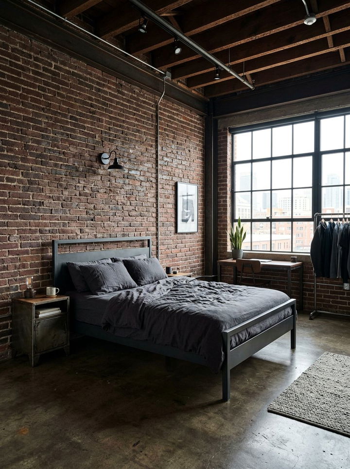 Charcoal Gray Industrial Bedroom - 30 minimalist gray bedroom ideas