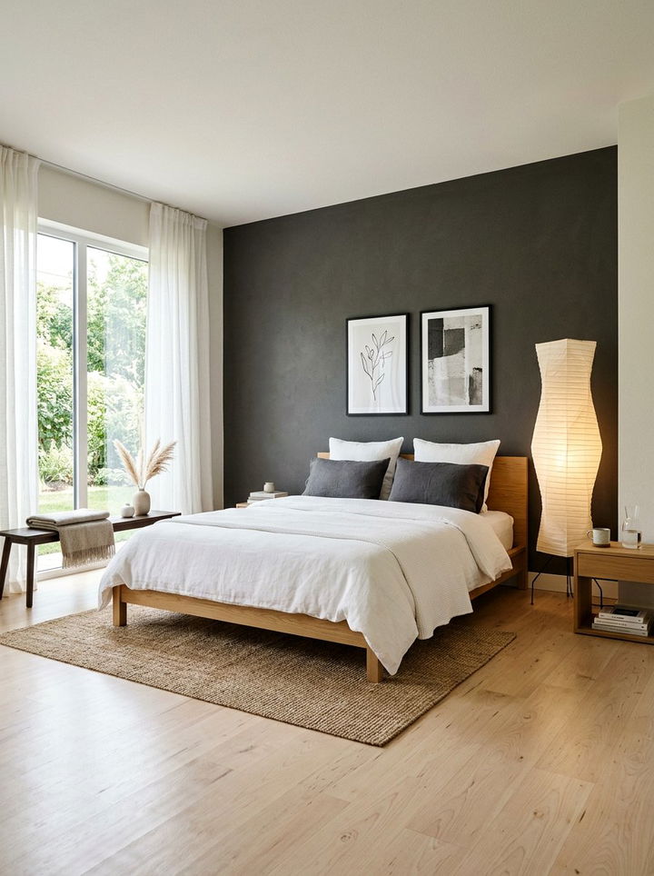 Charcoal Gray Japandi Bedroom - 30 japandi bedroom color ideas