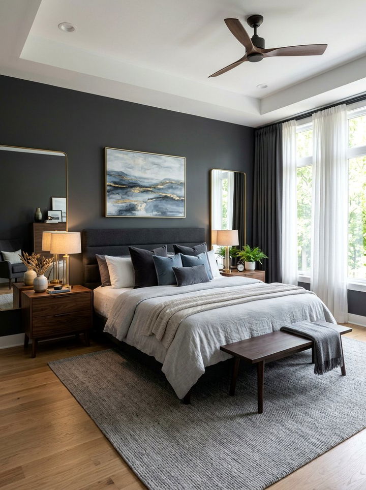 Charcoal Gray Master Bedroom - 30 dark color bedroom ideas